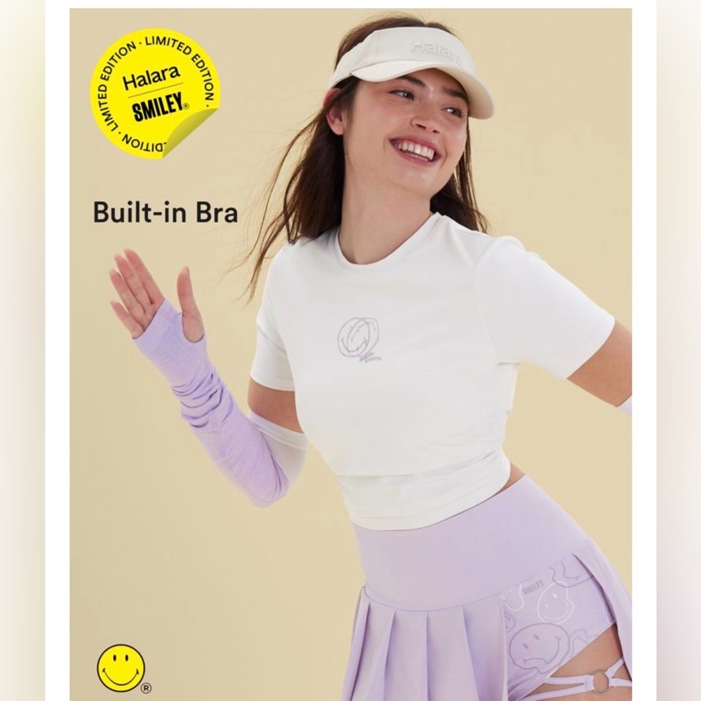 Halara X Smiley® Halara Round Neck Short Sleeve Cropped Casual T-Shirt Size XL